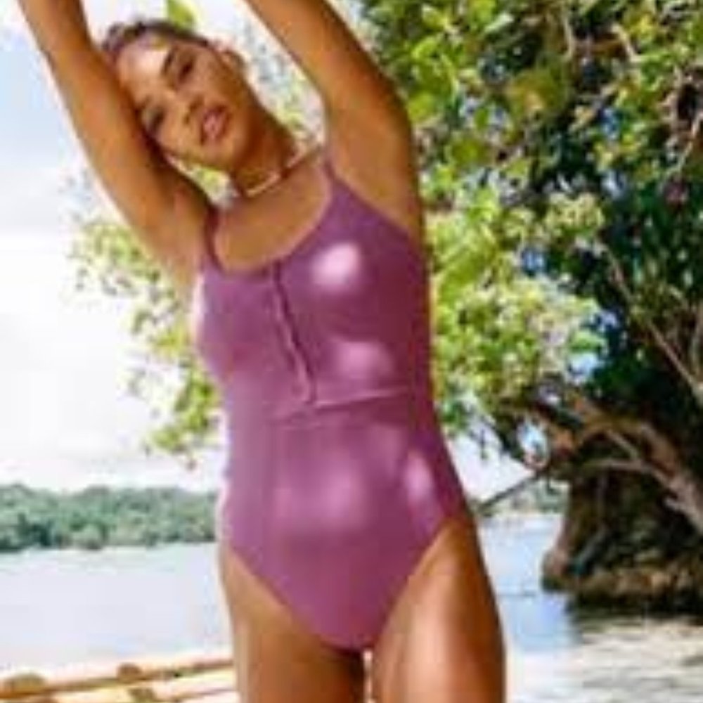 Andie Swim - The Snap One Piece Bathing Suit in Cactus Flower Size M NWT